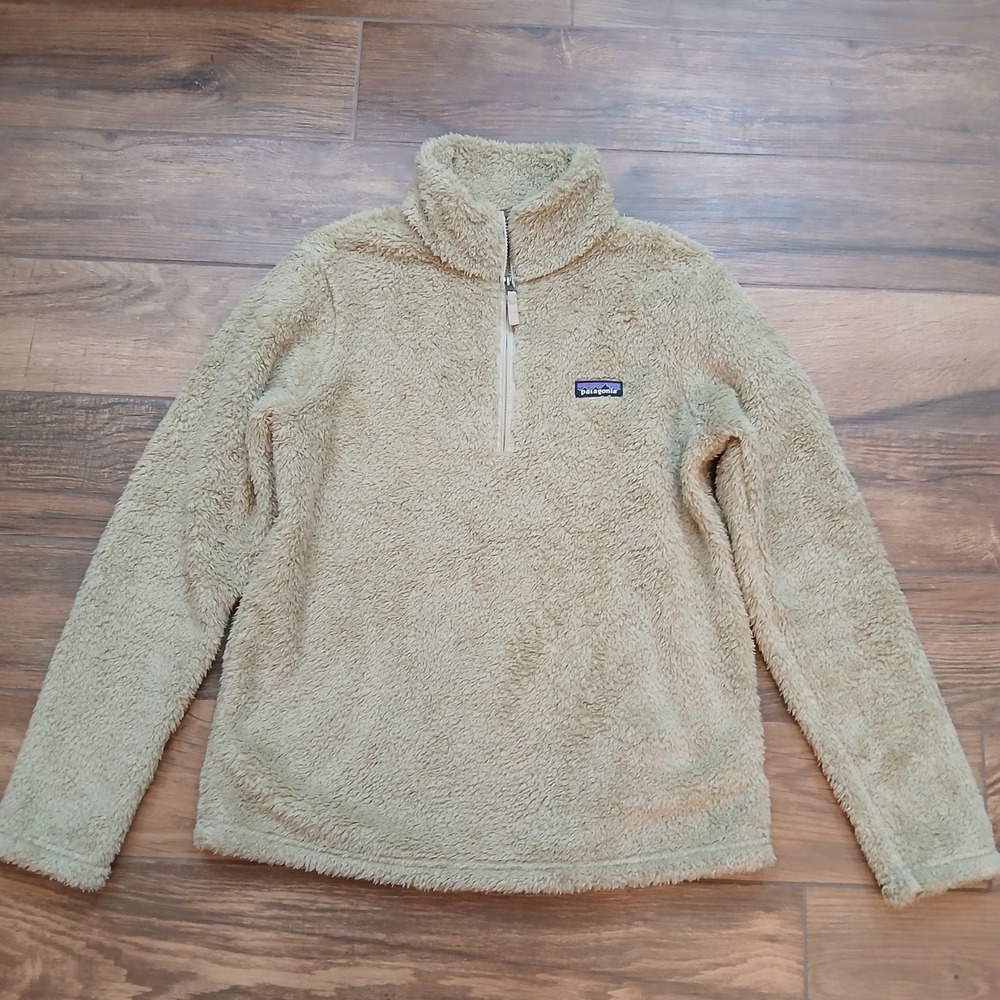 Patagonia Los Gatos Fleece Pullover Womens Large Tan Quarter Zip 25235